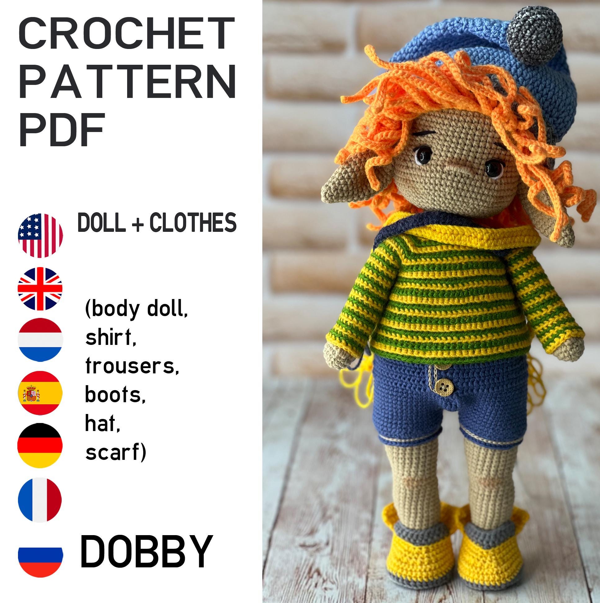 30 Dobby Crochet Patterns for Harry Potter Fans 18 Dobby Clothes Outfit Set Crochet Pattern