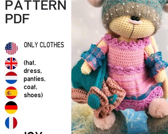 Eisiger Winter Strick- und Häkelkleidung. Einfaches und schönes Outfit Schnittmuster