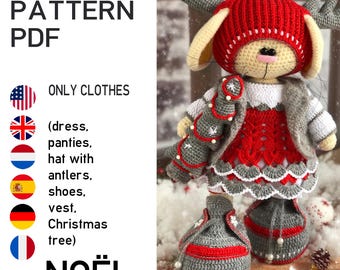 Patrón de traje navideño de crochet para Noel. Un estilo fácil y bonito para un juguete.