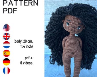 Molde básico de boneca de crochê, boneca Donika amigurumi, boneca básica, tutorial de corpo de boneca