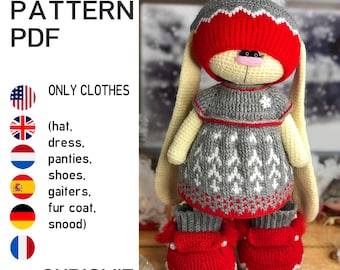 Patrón de traje navideño de crochet CHRISMIE. Un estilo fácil y bonito para un juguete.