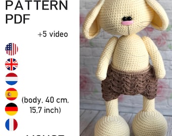 Padrão de crochê amigurumi da ratinha Tilda. Sem roupa. Apenas a ratinha, calças não incluídas. PDF por Irina Tarasova