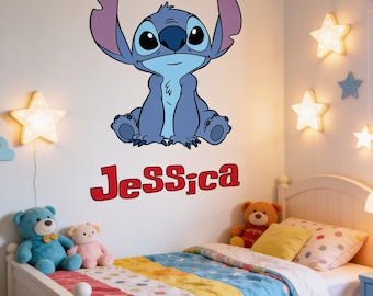 Personalized Lilo Stitch Wall Decal with Name - Custom Kids Room Decoration Sticker Nursery Wall Art Gift z3354