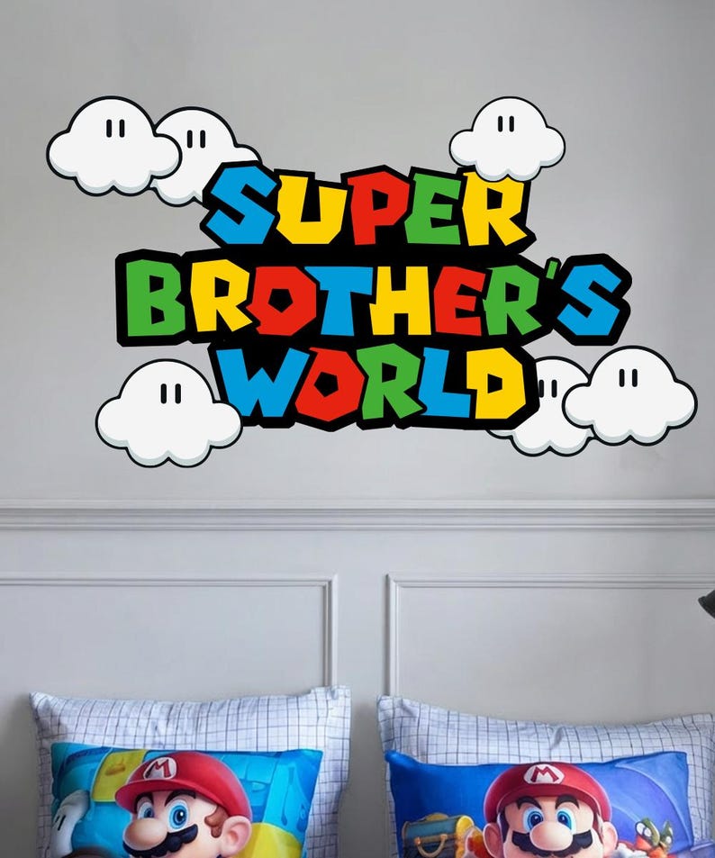 Personalized Super Mario Wall Decal Custom Name Kids Room Sticker ...