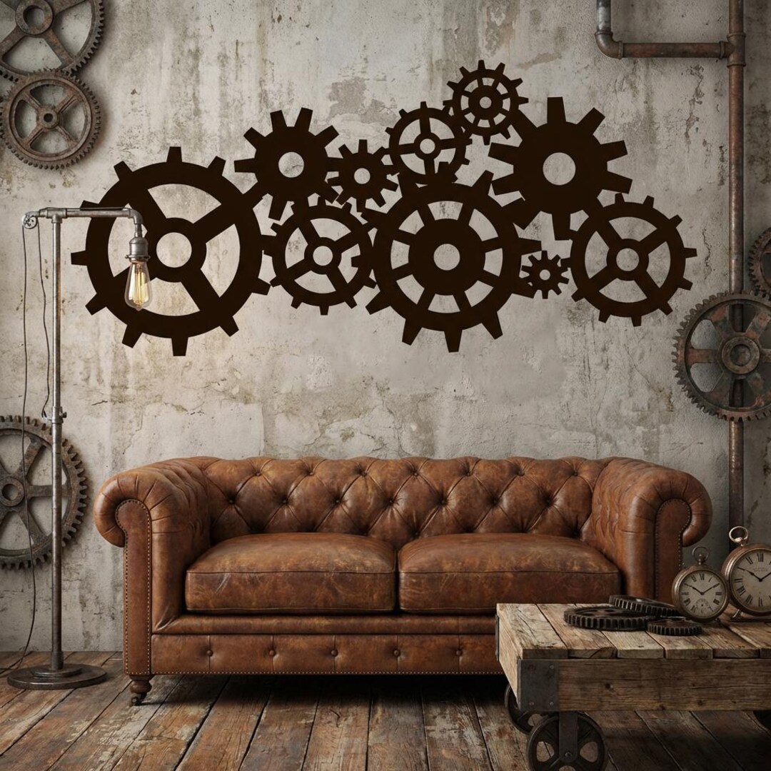 Steampunk Gears Wall Decal Industrial Decor Vinyl Sticker Large Cogs ...