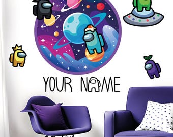Calcomanía de pared personalizada de Among Us: pegatina con nombre de jugador personalizada