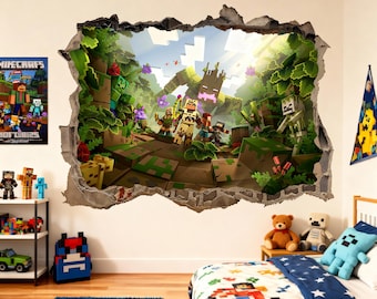 Gamer Mine Wall Decal Steve Playroom Craft  Pixel Decor z3341
