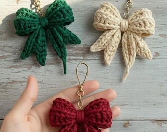 Crochet Bow Keychain Pattern (PDF), Beginner Ribbon Bag Charm, Amigurumi Tutorial