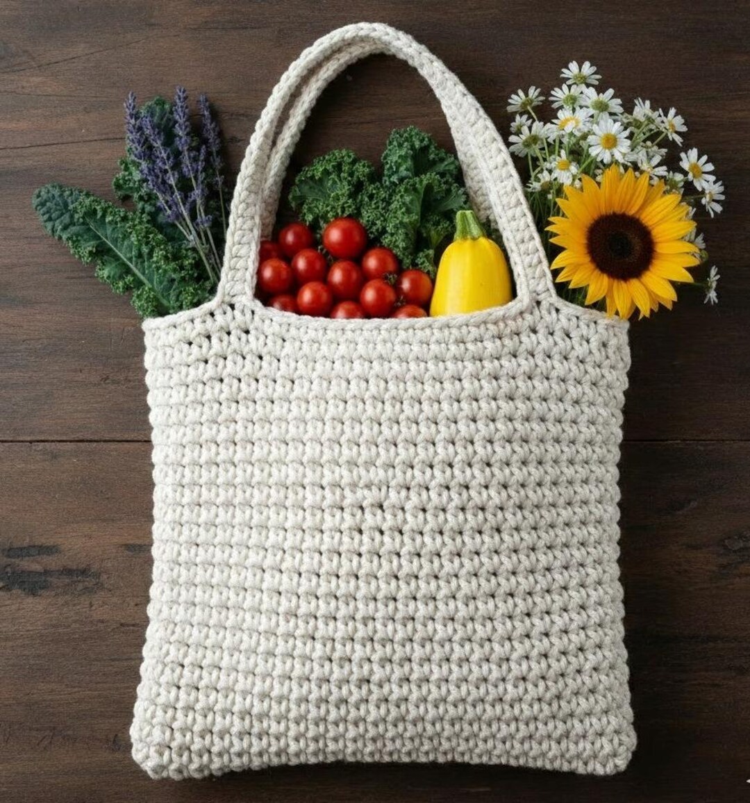 Crochet Market Bag Pattern | Easy Beginner Cotton Tote (PDF Download ...