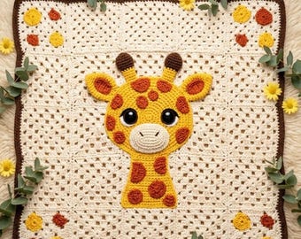 Giraffe Granny Square Crochet Blanket Pattern (PDF Download)