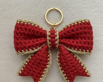 Crochet Bow Keychain Pattern PDF | Easy Beginner Bow Crochet | Bag Charm Pattern