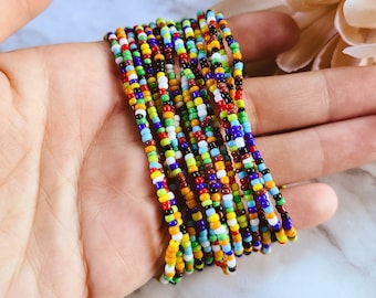 SET OF TEN multi color confetti seed bead bracelets, set of ten, beaded bracelet, friendship bracelet, boho bracelet, gift for her, stretch