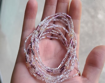 Handmade Seed Bead Bracelet Set: White, Maroon and crystal Stacking Bracelets, stretchy, friendship bracelets,  gift for her, dainty jewelry