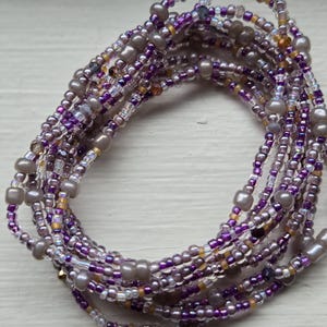 Set of Ten Purple Seed Bead Bracelets: Stackable Boho Jewelry