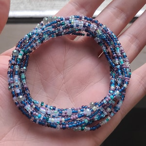 SET OF TEN Blue Confetti Seed Bead Bracelets, Stackable, Small Beaded  Bracelet, Dainty Bracelet, Beach Bracelet, Elastic Bracelet 