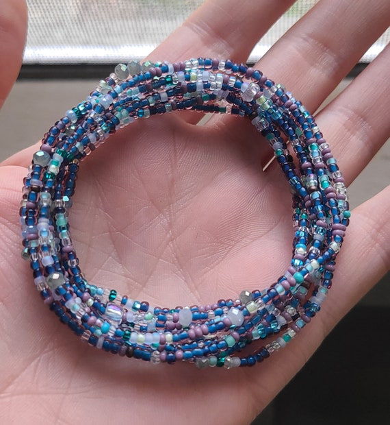 Seed Bead Bracelet Set Multi Color Stackable , Tiny Bead Bracelet