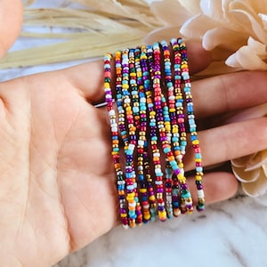 confetti seed bead bracelet sets, set of ten, multi color, stackable, tiny bead bracelet, beaded bracelet, handmade jewelry