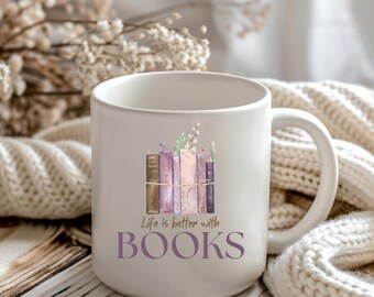 Tasse für Booklover – "Life is better with Books" | Geschenk für Bücherliebhaber & beste  Freundin | Bücherliebhaber Kaffeebecher