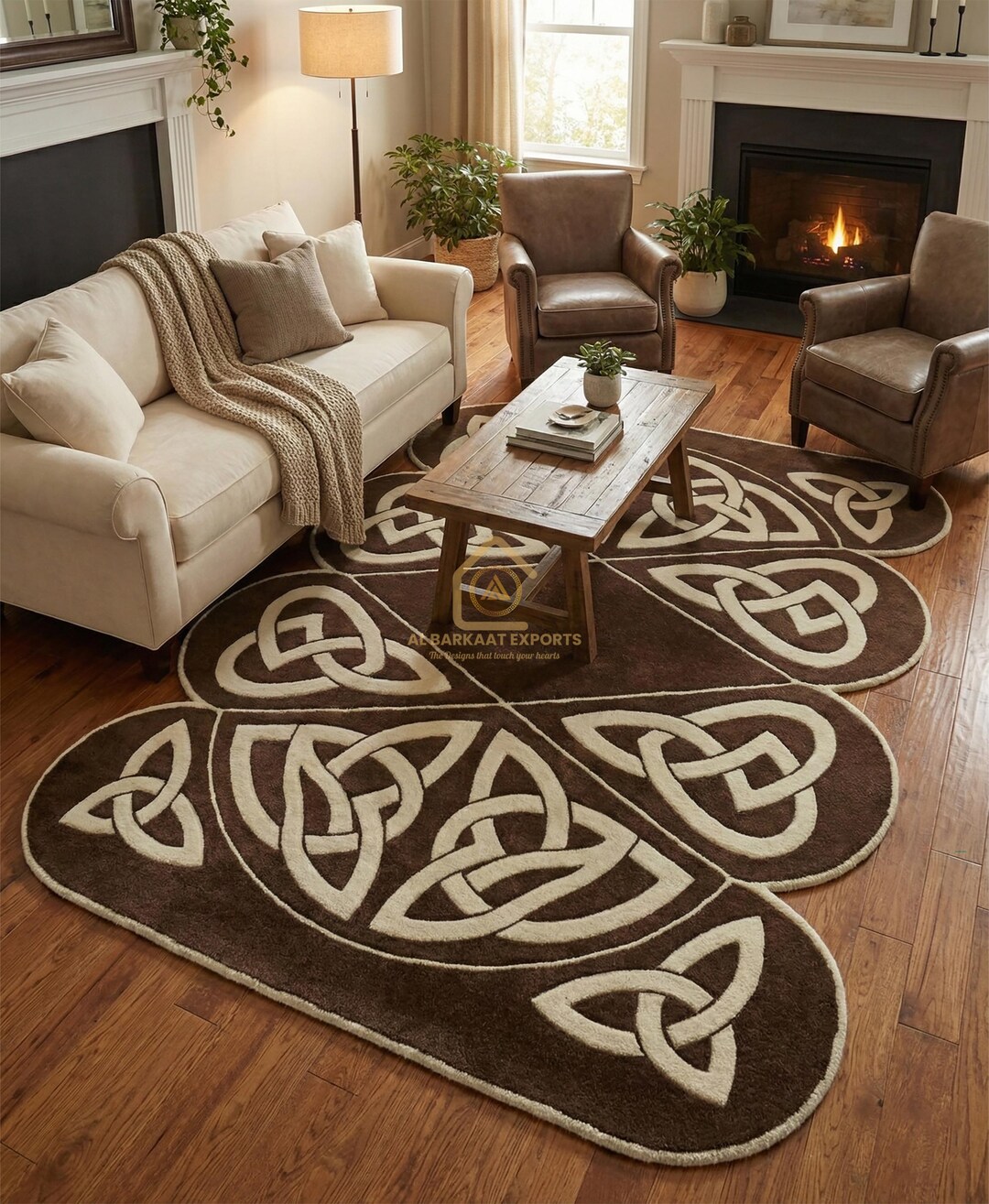Handmade Wool Celtic Knot Rug – Dark Green & Brown Interlace Design - Etsy