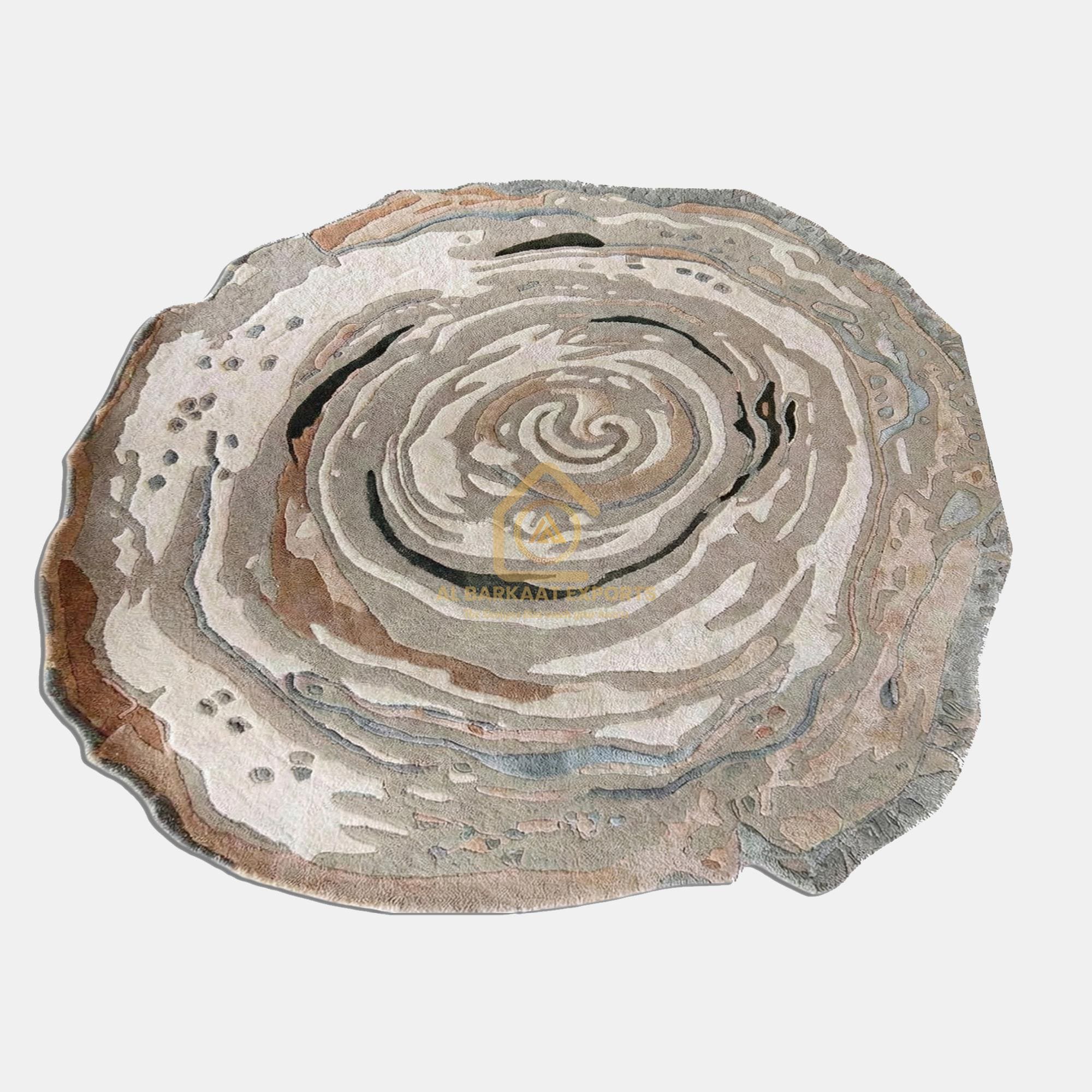 Hand Tufted Wool Area Rug: Abstract Spiral, Organic Modern Design - Etsy