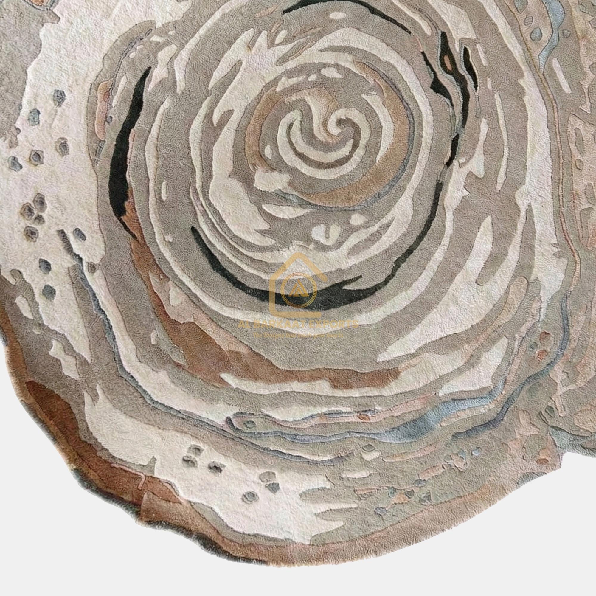 Hand Tufted Wool Area Rug: Abstract Spiral, Organic Modern Design - Etsy