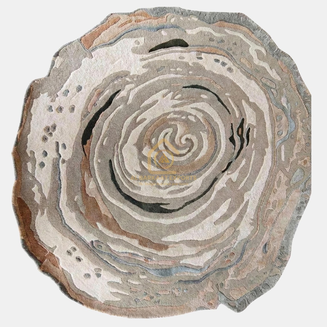 Hand Tufted Wool Area Rug: Abstract Spiral, Organic Modern Design - Etsy