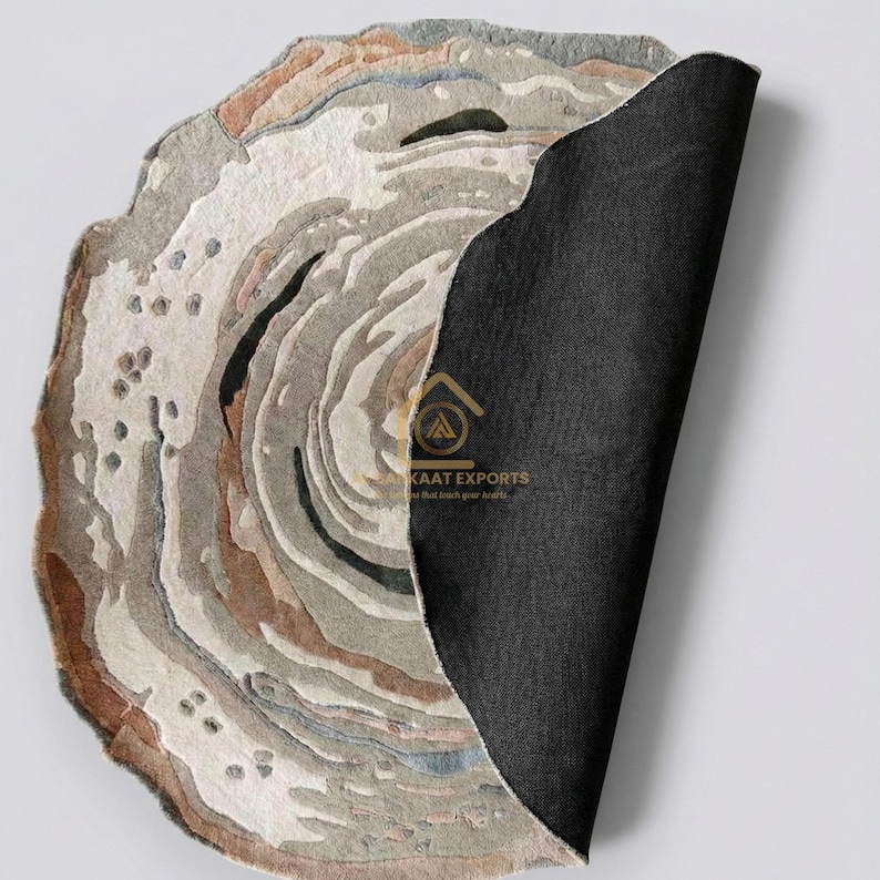 Hand Tufted Wool Area Rug: Abstract Spiral, Organic Modern Design - Etsy