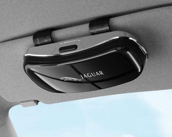 Jaguar Sunglasses Holder Car Sticker | Car Glasses Box Sun Visor Organizer Case | Portable Eyeglass Storage | Interior Accessory Gift