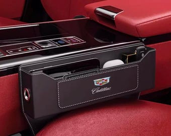 Cadillac Seat Gap Organizer – Leather Car Storage Box Cup Holder Accessory