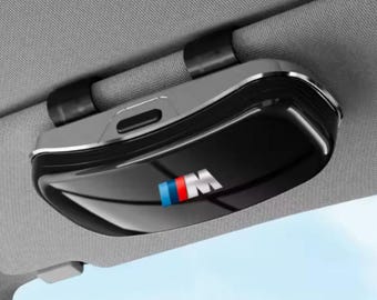 BMW Car Emblem Sun Visor Glasses Case | Sunglasses Storage Box | Luxury Car Interior Accessory Gift | Auto Organizer Clip On Holder