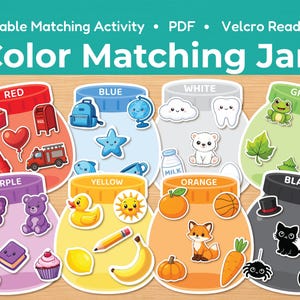 Color Matching Jar Game Printable | Toddler Color Sorting Activity PDF for Kids