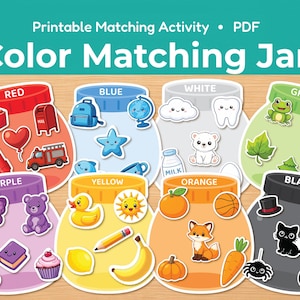 Color Matching Jar Game Printable | Toddler Color Sorting Activity PDF for Kids