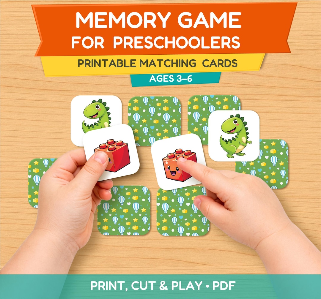 Preschool Memory Game | Printable Matching Cards for Kids, 42 Pairs ...