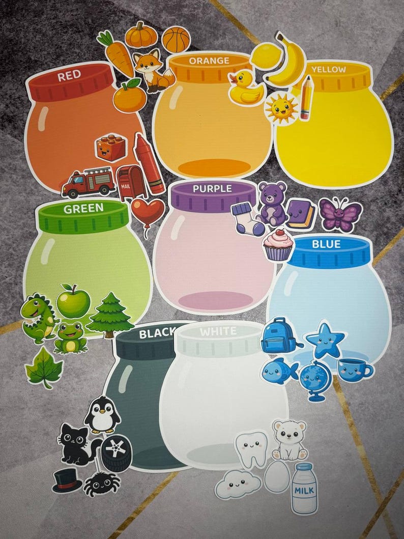 Color Mathcing Jas Color Matching Jar Game Printable | Toddler Color Sorting Activity PDF ...