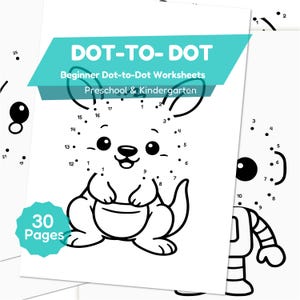 Dot to Dot Worksheets for Kids, Preschool & Kindergarten Printable, 30 Easy Connect the Dots Pages