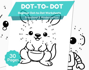 Dot to Dot Worksheets for Kids, Preschool & Kindergarten Printable, 30 Easy Connect the Dots Pages