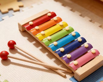 Drewniana zabawka Montessori – ksylofon | Wczesna nauka muzyki