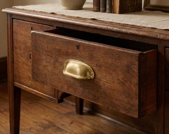 Bekergrepen van natuurlijk messing, vintage ladegrepen voor keukenkasten en dressoirs