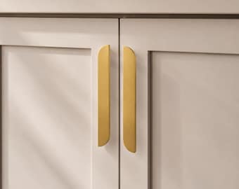 Goudmessing kastgrepen en knoppen, minimalistische ladegrepen, luxe keukenbeslag met 25 mm schroeven