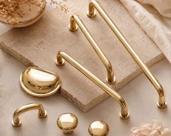 Gold & Silver Cabinet Pulls and Knobs, Brass Cabinet Hardware, Modern Bar Handles and Cup Pulls