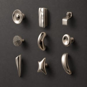 Pomelli per mobili in ottone argentato, maniglie per cassetti con finitura in titanio, accessori moderni per cucina, cassettiere e armadi.