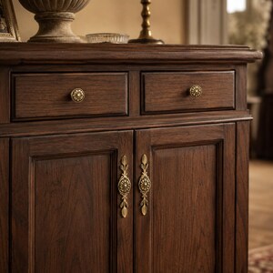 Antique Brass Cabinet Pulls and Knobs, European Vintage Rose Drawer Handles, Ornate Dresser Hardware with 25mm Screws