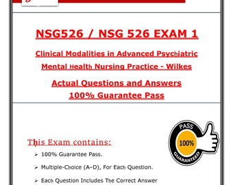 NSG 526 Exam 1 Clinical Modalities in Advanced Psychiatric Mental ...