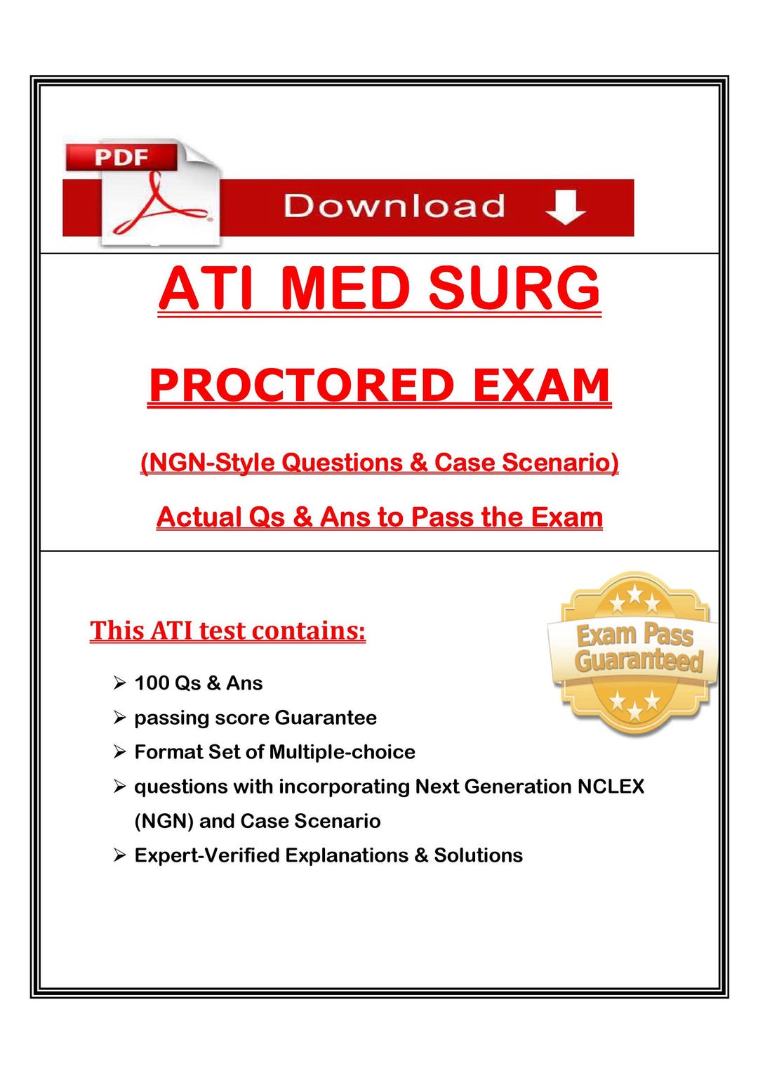 2023 ATI Med Surg Proctored Exam Bundle Ngn-style Questions (PDF ...