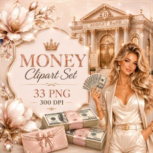 Money Queen Clipart Set PNG, Luxury Budgeting Elements for Cash Stuffing & Savings Challenges, Boss Babe Finances, Planner Stickers