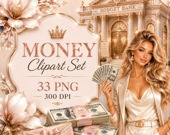 Money Queen Clipart Set PNG, Luxury Budgeting Elements for Cash Stuffing & Savings Challenges, Boss Babe Finances, Planner Stickers