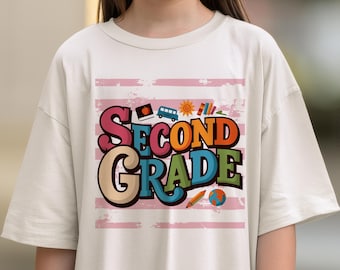 Second Grade PNG Back to School Girl Sublimation Design, First Day of School Shirt PNG, 2nd Grade Girl Digital Download