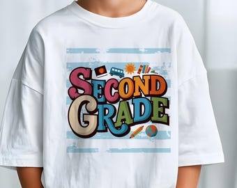 Second Grade PNG Back to School Boy Sublimation Design, First Day of School Shirt PNG, 2nd Grade Boy Digital Download