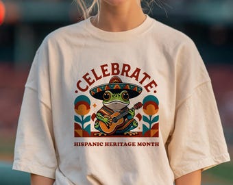 PNG del Mes de la Herencia Hispana, Sublimación de Rana Fiesta, Diseño de Camiseta Latina, PNG de Rana Mexicana, Descarga Digital