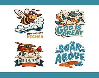 Take Flight VBS 2027 PNG Sublimation Bundle 4 Christian Designs Kids Shirt, Shirt PNG, Instant Download